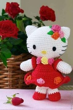 Amigurumi Hello Kitty, Hello Kitty Amigurumi, Kat Haken, Hello Kitty Crochet, Crochet Diy, Crochet Cat, Love Crochet, Amigurumi Free Pattern, Crochet For Kids