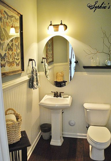 @Denise Burck was thinking of you when I saw this...maybe an idea or two for you! Bath Caddy Wooden, Powder Room Makeover, Powder Room Decor, Black Toilet, Modern Mosaics, Powder Room Small, Pedestal Sink, Downstairs Bathroom, Bathroom Redo