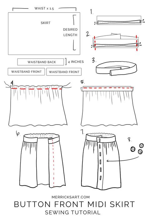 How to make a midi button down skirt Sew Ins, Skirt Sewing Tutorial, Button Front Midi Skirt, Diy Vetement, Diy Skirt, Kleidung Diy, Couture Mode, Ropa Diy, Skirt Patterns Sewing