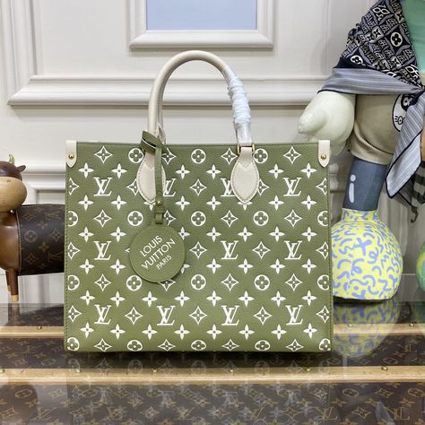 Top Sale
 Louis Vuitton LV Onthego Bags Handbags Green Pink Printing Empreinte​ Cowhide M46128 Lv Onthego, Handbags Green, Platform Shoes Sandals, Triangle Bag, Lv Purse, Classic Monogram, Monogram Pattern, Clutch Pouch, Round Bag