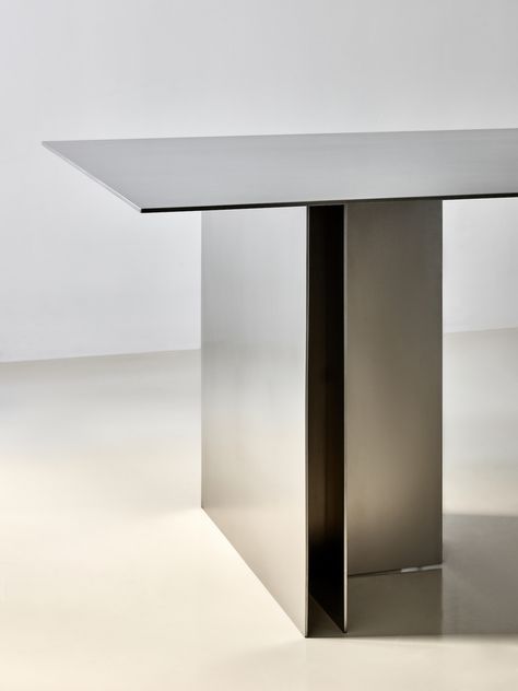 Leibal — Metal Stainless Furniture Design, Metal Industrial Desk, Cool Dining Tables, Dining Table Legs Design, Architecture Table, Stainless Steel Kitchen Table, Industrial Dining Room Table, Modern Furniture Table, Contemporary Dining Room Tables