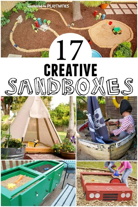 Think outside of the sandbox—turn a teepee, car or boat into a backyard play space. Diy Sandbox Ideas, Sandbox Ideas, Backyard Play Spaces, Diy Sandbox, Kids Sandbox, Outdoor Play Space, Play Area Backyard, Outdoor Play Spaces, Backyard Activities