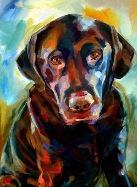 Nell Pierce - pet portrait, dog, animals, acrylic, painterly, stylized Colorful Dog Paintings, Paintings Illustration, Dog Portraits Painting, Acrylic Portrait Painting, Golden Labs, Acrylic Portrait, Paintings Ideas, Abstract Painting Techniques, Bulldog Art