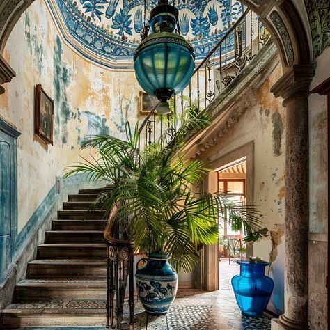 Family Historic estate in Portugal - A Mix of modern elements with old European traditions in shades of whites and blues 🔵 Architecture & … | Instagram Modern And Old Architecture, San Miguel De Allende, Loreto, Spanish Traditional House, Mediteranian House, Old Mexican House, Tropical Porch, Spanish Finca, Modern Mexican Home Decor