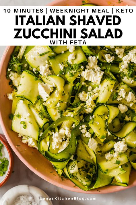 Shaved Zucchini Salad, Marinated Zucchini, Fancy Salads, Zucchini Feta, Zucchini Ribbons, Salad With Feta, Zuchinni Recipes, Zucchini Salad, Summer Dishes