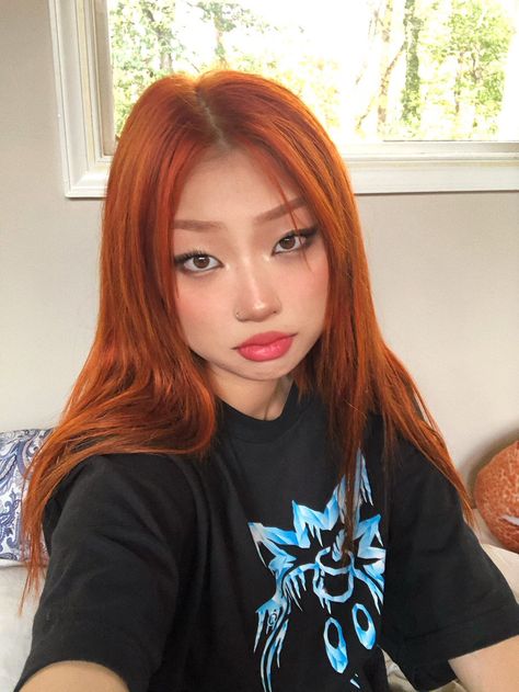 Redhead Asian, Ginger Asian, Redhead Hairstyles, Girls With Red Hair, Red Hair Color, Asian Hair, Color Inspo, Orange Hair, Hair Inspo Color