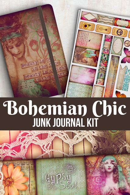 Calico Collage Printables: New Junk Journal Kit - Boho Chic Free Junk Journal Kit Printables, Boho Junk Journal Ideas, Junk Journal Freebies, Free Printable Junk Journal Kits, Boho Journal Ideas, Collage Kit Printable, Free Junk Journal Printables, Paper Diys, Journal Printables Templates