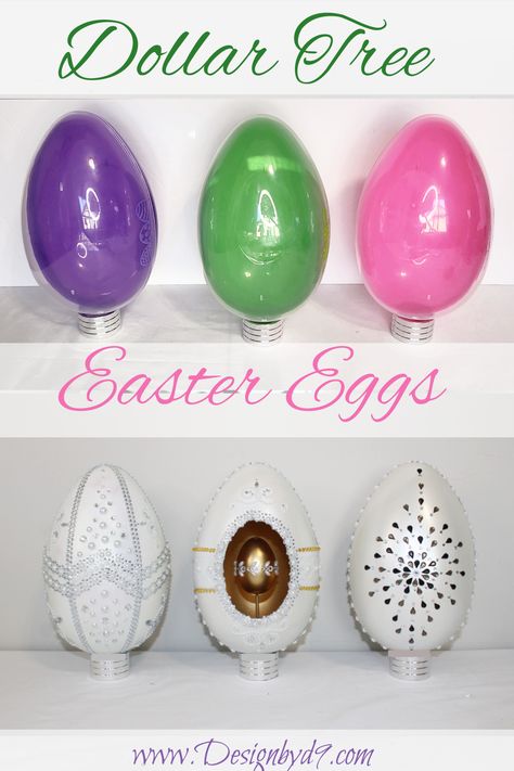 Dollar Tree plastic eggs get a high end makeover - Faberge Style. Easy and inexpensive to make but they look expensive when they are finished! Fabrege Eggs, Dollar Store Hacks, Easy Easter Crafts, Look Expensive, Plastic Eggs, Faberge Eggs, Easy Easter, Dollar Store Crafts, Dollar Store Diy