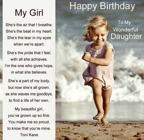 happy birthday wishes greetings for my dear daughter No matter how old you are, to me you will always be my little girl. Have a brilliant Birthday!  Happy Birthday to my little girl. I wish you to love life and never stop dreaming! May beauty and happiness surround you today and always!  I love the purity of your soul and innocence of your heart. My feelings for you are so pure and real. I wish God bless you with success, happiness and long life with me. Have a lovely Birthday. Mother Daughter Quotes, Father Poems From Daughter, Blessed Birthday Wishes, Wishes For Daughter, Daughter Poems, Birthday Wishes For Daughter, Birthday Quotes For Daughter, Daughter Birthday Cards, Birthday Poems