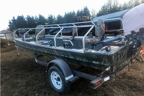 Duck Blind Boat, Duck Boat Blind Diy, Boat Blinds Duck, Diy Duck Blind, Duck Hunting Blinds, Camo Stencil, Duck Blind Plans, Duck Hunting Boat, Boat Blinds