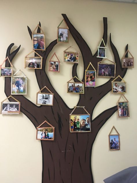 Family Wall For Classroom Ideas, Family Picture Wall Ideas For Classroom, Family Wall Kindergarten, Family Tree Ideas Preschool, Family Picture Bulletin Board Ideas Preschool, Family Theme Classroom Decoration, Family Picture Wall Ideas Preschool, Preschool Family Wall Ideas, Family Wall Toddler Classroom