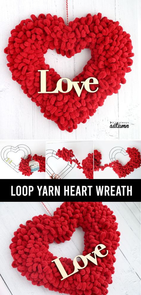 Santos, Yarn Heart Wreath, Heart Shaped Wreath Diy, Heart Wreath Craft, Heart Wreath Form, Heart Wreath Diy, Twine Wreath, Yarn Heart, Heart Shaped Wreath