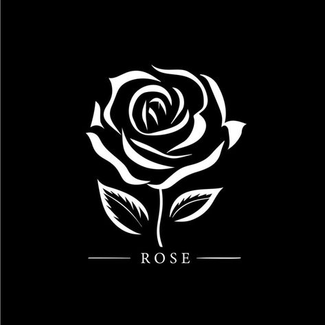 Rose flower logo template, white icon of blossom rose petals silhouette on black background, boutique logotype concept, cosmetic emblem, tattoo. Vector illustration Logos, White Rose Logo, Emblem Tattoo, Rose Logo Design, Rose Symbol, Rose Vector, Burning Rose, Flower Icon, Pen Art Work