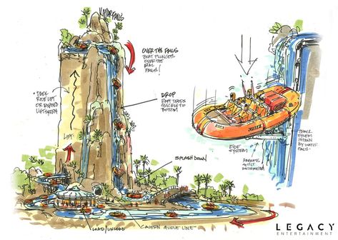 Water Theme Park Design, Theme Park Concept Design, Theme Park Design Architecture, Theme Park Design Concept Art, Theme Park Layout, Theme Park Ideas, Theme Park Concept Art, Amusement Park Plan, Theme Park Entrance