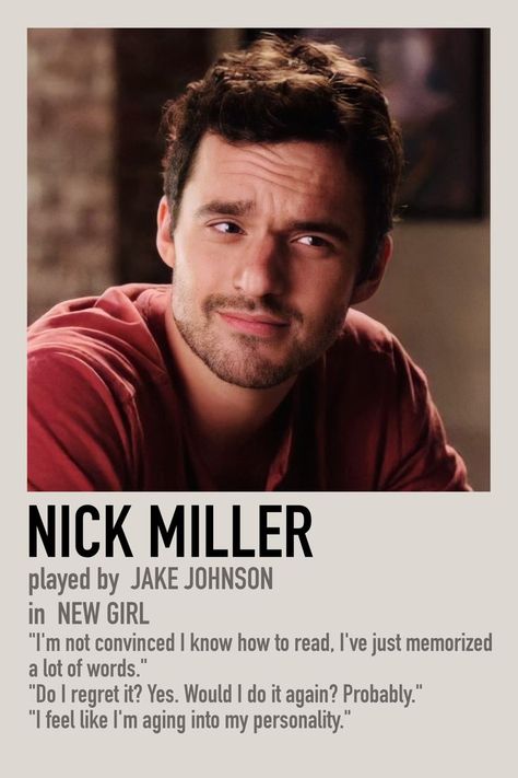 New Girl Poster, Nick New Girl, New Girl Episodes, New Girl Tv Show, Nick And Jess, Jake Johnson, Nick Miller, Movie Poster Wall, Friends Tv Show