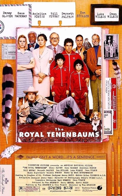 Directed By Wes Anderson, Wes Anderson Poster, Drama Films, Luke Wilson, Gene Hackman, Royal Tenenbaums, Danny Glover, Wes Anderson Movies, Wes Anderson Films