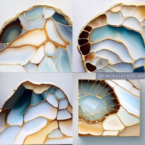 Geode ai art for your inspiration Please follow/tag your art inspiration @emeraldtree.me on instagram Resin Art Canvas, Agate Art, Resin Geode, Geode Art, Resin Wall Art, Resin Ideas, Organic Form, Gold Art, Resin Art