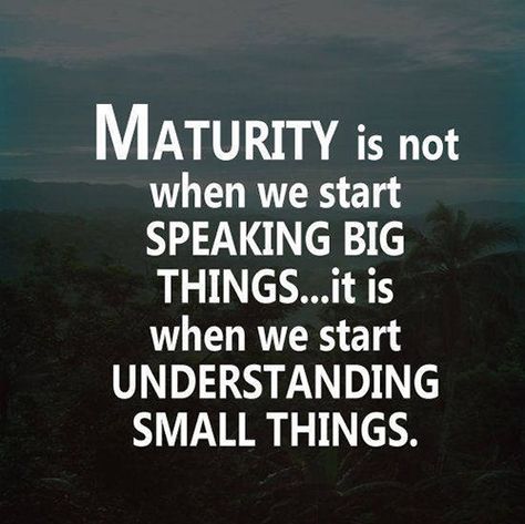 Maturity is not when we start speaking big things.. It is when we start understanding small things. Quotes About Life, Quotes Growing Up, Maturity Quotes, About Life Quotes, Life Is Beautiful Quotes, Inspirational Life Quotes, Clever Quotes, Life Words, Quotes Life