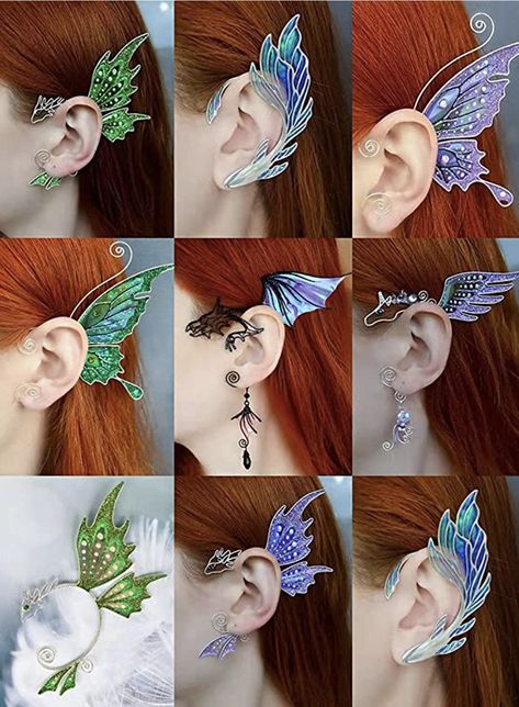 Elven Cosplay, Mermaid Happy Birthday, Iridescent Butterfly, Elf Ear, Free Vibes, Fairy Cosplay, Elf Ear Cuff, Butterfly Dragon, Butterfly Fish