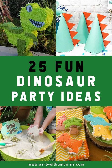 Diy Dinosaur Games Party Ideas, Dinosaur Party Ideas Activities, Dinosaur Birthday Party Activity, Dinosaur Birthday Theme Ideas, 3 Rex Birthday Party Food Ideas, Diy Dinosaur Invitations, Dinasour Game Ideas, Dinosaur Birthday Theme Food, Dinosaur Party Games Activities