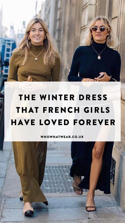It's true: knitted dresses are a french girl aesthetic staple. Whether you're looking for a turtle neck knit dress or a knitted dress with a sweetheart neckline, these are the ones that Parisiennes recommend. French Turtleneck Outfit, Long Turtleneck Dress Outfit Winter, Roll Neck Dress Outfit, Knit Dress Sneakers Outfit, Shoes To Wear With Knit Dress, Turtleneck Knit Dress, Turtleneck Maxi Dress Outfit, Rib Knit Dress Outfits Winter, How To Style A Turtleneck Dress
