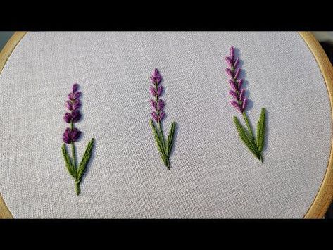 How to embroider lavender flowers || 3 type of lavender embroidery || Embroidery for beginners Embroidering Lavender Flowers, Hand Embroidery Lavender Flowers, Lavender Stitch Embroidery, How To Embroidered Flowers, Embroider Lavender Flowers, Easy Lavender Embroidery, How To Embroider Different Flowers, Easy Embroidery Lavender, Embroidery Flowers Lavender