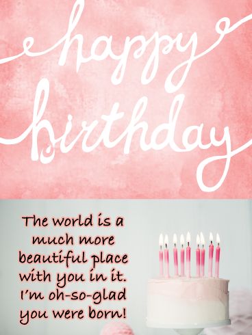 Some people shine so brightly they make the world a more beautiful place. Did someone specific come to mind? Let that special lady know you’re grateful she’s around with the Glad You Were Born Happy Birthday Card. Send this lovely birthday cake card in soft pinks with stunning calligraphy font to spread an extra large dose of birthday cheer her way! Happy Birthday To A Beautiful Lady, Happy Birthday To A Special Lady, Happy Birthday Special Lady, Happy Birthday Beautiful Lady, Happy Birthday Lovely Lady, Lekker Verjaar, Happy Birthday Wishes For A Friend, Birthday Wishes For Boyfriend, Happy Birthday Cards Printable