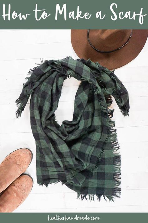 Keep warm with a blanket scarf! No sewing is required and it'll fold up perfectly for a large stocking! Diy Blanket Scarf, Scarf Fits, Plaid Flannel Fabric, Make A Blanket, Scarf Diy, Fall Sewing Projects, Stitching Projects, Diy Sewing Tutorials, Fall Sewing