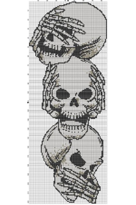 see no evil skulls cross stitch - Craft with Cartwright Skulls Cross Stitch Patterns, Free Skull Cross Stitch Pattern, Skull Cross Stitch Pattern Free, Cross Stitch Skull Pattern Free, Pixel Art Pattern Skull, Cross Stitch Skull Pattern, Skull Pixel Art Grid, Crochet Skull Blanket Pattern Free, Patterns Sewing Free