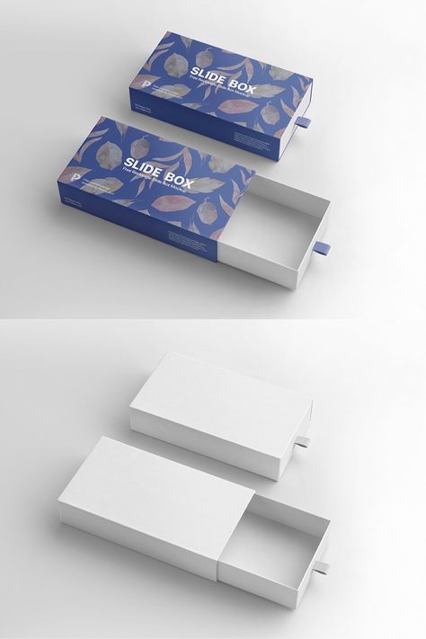 Packaging is the face of any brand or product because the shape, material, and design of any packaging attract the customer to pull it out from the shelf. This new free mockup of Rectangle Slide Box provides you to display your design from all different perspectives. You can customize the design and color of this free rectangle sleeve box mockup with simply a few clicks. #slidebox #giftbox #psdmockup #freemockp #boxmockup #packaging #print #box #mockup #design #designresource #identitybranding Pull Out Box Packaging, Box Mockup Design, Packaging Sleeve Design Boxes, Sliding Box Packaging Design, Product Packaging Box Design, Sleeve Box Design, Packaging Box Design Ideas, Packaging Sleeve Design, Box Sleeve Design