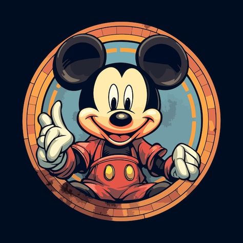 Mickey Mouse Illustration, Popular Logos, Mickey Mouse Cartoon, Notebook Ideas, Micky Mouse, A Cartoon, Vector Logo, Premium Vector, High Quality Images