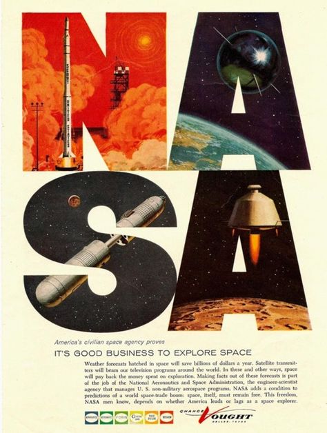 NASA 'It's a good business to explore space' Sejarah Kuno, Vintage Nasa, New Retro Wave, Plakat Design, Space Poster, Vintage Space, Space And Astronomy, Jolie Photo, Retro Futurism