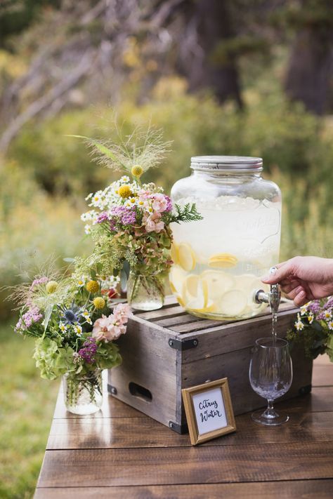 Wild Flower Engagement Party, Wildflower Wedding Dessert Table, Wildflower Themed Party, Rustic Wildflower Wedding Decor, Wildflowers Wedding Decor, Wildflower Dessert Table, Wildflower Baby Sprinkle, Drink Station Wedding, Wildflower Baby Shower Ideas