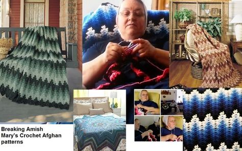 Mary the mom from Breaking Amish and Return to Amish crochet patterns Breaking Amish Afghan Pattern Free, Breaking Amish, Ripple Afghan Pattern, Crochet Afghan Patterns, Crochet Afghan Pattern, Chevron Crochet, Unique Blankets, Crochet Afgans, Amish Quilts