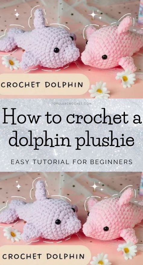 Try this super cute plushie dolphin crochet pattern perfect for beginners Amigurumi Patterns, Dolphin Amigurumi, Crochet For Dummies, Crochet Toy Patterns, Dolphin Pattern, Duck Crafts, Yarn Animals, Cute Dolphin, Crochet Fish