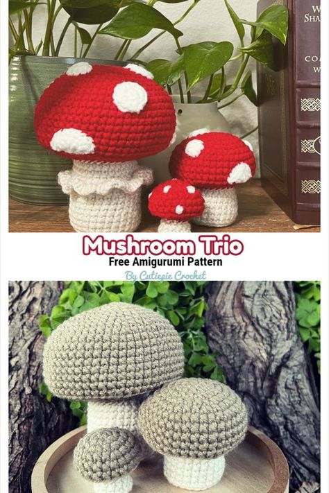 How To Make Amigurumi Patterns, Free Crochet Patterns For Mushrooms, Crochet Mushroom Room Decor, Giant Mushroom Crochet Pattern Free, Amigurumi Mushroom Pattern, Crochet Mushrooms Amigurumi, Mushroom Crochet Patterns Free, Cute Mushroom Crochet Pattern Free, Crochet Mushroom Pillow Pattern Free