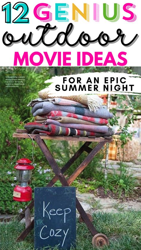 Movie Night Ideas Backyard, Movie Night Outside Birthday Party, Outdoor Movie Ideas Backyards, Outdoor Movie Bday Party Ideas, Outdoor Movie Night Seating Ideas, Glamping Birthday Party Ideas Tent Backyard Camping, Neighborhood Movie Night, Outside Movie Night Party Ideas, Outdoor Party Ideas For Kids