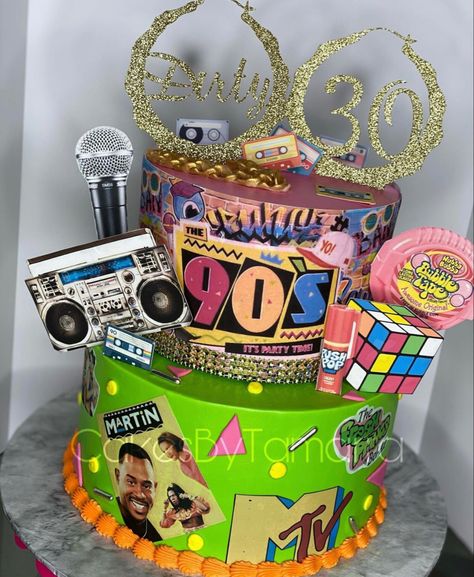 90s Party Drink Ideas, Freaknik Cake, Sweet 16 90s Theme Party Ideas, 90s Hip Hop Party Ideas, 90s Birthday Cake Ideas, 90s Themed Party Food, R&b Party Theme, Freaknik Decorations, Decades Theme Party