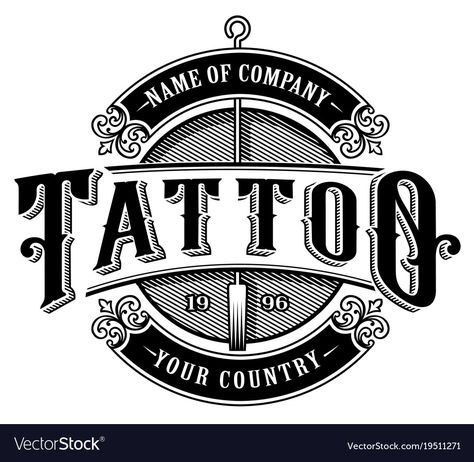 Vintage tattoo studio emblem 4 for white Vector Image Tattoo Logo Design Graphics, Tattoo Logo Design, Tattoo Logo, 10 Tattoo, Letras Tattoo, Logo Tattoo, Tattoo Schrift, Makeup Artist Logo, Tattoo Signs