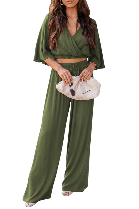 PRICES MAY VARY. 65% Polyester, 30% Viscose, 5% Elastane Imported Pull On closure Machine Wash Size Guide: S=US 4-6, M=US 8-10，L=US 12-14，XL=US 16-18 Women Two Piece Outfits Is Made Of High Quality Fabric, Has Enough Stretch To Relax Your Body, More Comfy To Wear And Soft To Touch, Fairly Lightweight For Summer. STYLISH DESIGN: Two Piece Outfits For Women/V Neck Crop Tops For Women/Wide Leg Pants For Women/Casual Suit Set For Women/Palazzo Pants Set For Women/Short Sleeve Outfits For Women/Match San Juan, Outfits For Women 2023, 2 Piece Outfits For Women, Summer Two Piece Outfits, Hot Summer Outfits, Wide Leg Pant Suit, Two Piece Jumpsuit, Outfits For Women, Short Sleeve Cropped Top