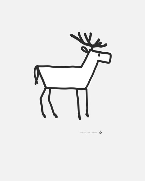 Deer Drawings Simple, Deer Doodle Easy, Deer Drawings Easy, Deer Simple Drawing, Deer Cartoon Drawing, Hunting Doodles, Deer Drawing Simple, Simple Deer Drawing, Drawing Of Deer