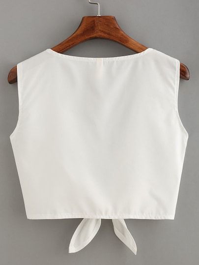 Knot Front Crop Top -SheIn(Sheinside) Crop Top Outfits, Front Crop Top, Trendy Blouses, Trendy Blouse Designs, Women Tank Tops, Teen Fashion Outfits, Fashion Tops, Latest Fashion For Women, Cute Casual Outfits