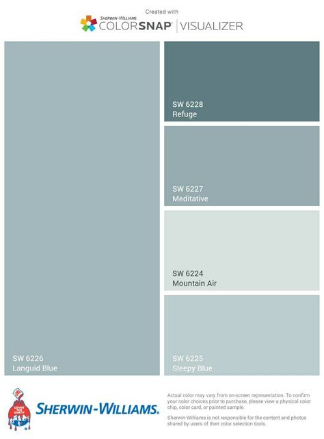 Seafoam Blue Kitchen, Juniper Berries Paint Color, Grayish Blue House Exterior, Sherwin Williams Early Morning, Distant Valley Valspar, Smokey Azurite Sherwin Williams, Refuge Sherwin Williams, Kitchen Paint Ideas Walls Colour Schemes, Sherwin Williams Refuge