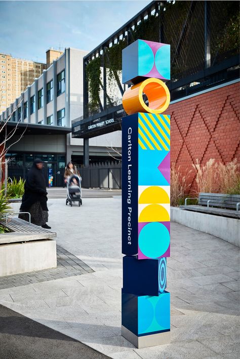 Carlton Learning Precinct Signage — Nexus Designs – Multidisciplinary Design Studio Upcycling, Pylon Signage Design, Pylon Signage, Signage Wayfinding, Wayfinding Signage Design, City Branding, Celebrating Diversity, Wayfinding Signs, Visual Strategy