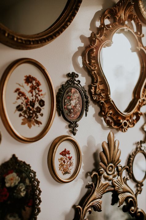 Ornate Room Decor, Antique Gold Aesthetic, Wall Of Mirrors Aesthetic, Antique Mirror Aesthetic, French Antique Aesthetic, Gothic Antique Aesthetic, Vintage Mirrors Aesthetic, Victorian Academia Aesthetic, Moody Vintage Aesthetic