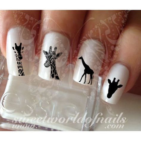 Giraffe Nail Art, Giraffe Nails, Safari Nails, Caviar Nails, Paint Nails, Nail Water Decals, Nails Today, Animal Print Nails, July Nails