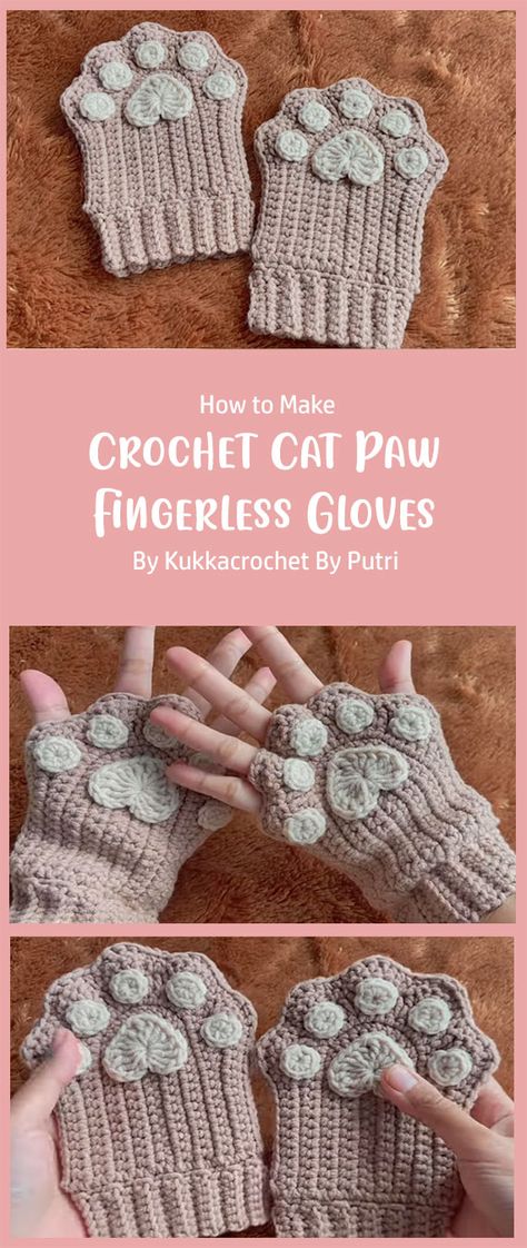 In this tutorial by the talented Putri, you’ll embark on a beginner-friendly journey to create adorable and cozy fingerless gloves with a whimsical cat paw design. Let’s dive in and explore the world of crochet craftsmanship! Crochet Paw Mittens, Cats With Mitten Paws, Crochet Paw Hand Warmers, Fingerless Cat Gloves, Crochet Paw Print Fingerless Gloves, Crochet Paw Gloves Free Pattern, Cute Crochet Mittens, Cat Mittens Pattern, Cat Paw Mittens Crochet