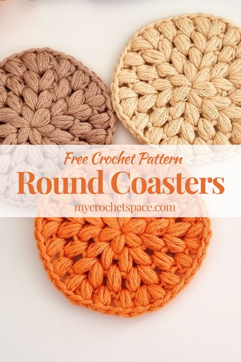 Crochet Round Coasters Knit Coaster, Crochet Coasters Free Pattern, Crochet Car, Crochet Coaster, Crochet Coaster Pattern, Crotchet Patterns, Crochet Potholders, Crochet Circles, Crochet Kitchen