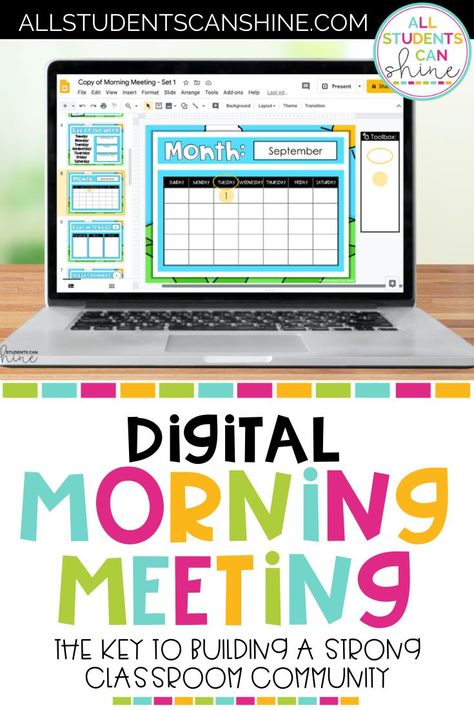 Morning Meeting Activities First Grade, Kindergarten Morning Meeting, Classroom Morning Meeting, Classroom Objectives, Digital Morning Meeting, Morning Meeting Kindergarten, Digital Learning Classroom, Google Classroom Elementary, Classroom Meetings