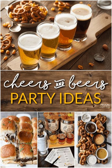 Toast to these Cheers & Beers Party Ideas. Everything you need to host a beer tasting party at home - Beer recipes, cheers & beers décor, beer food recipes, beer & wine bar, beer party tasting kits, cheers & beers cake & more! With these adult party ideas, dip into your favorite beer cheese, beer party decorations, make beer bread, beer tasting kits and more at your next beer dinner or gathering. #FrugalCouponLiving #beerparty #cheersandbeers #beer #adultpartyideas Essen, Cheers Birthday Party Decorations, 40th Bday Food Ideas, Beer Themed Birthday Party Food, Men’s Birthday Party Food, 50th Beer Birthday Party, Beers And Cheers To 40 Years Party Ideas, 50th Birthday Party Food For Men, Bbq Surprise Party